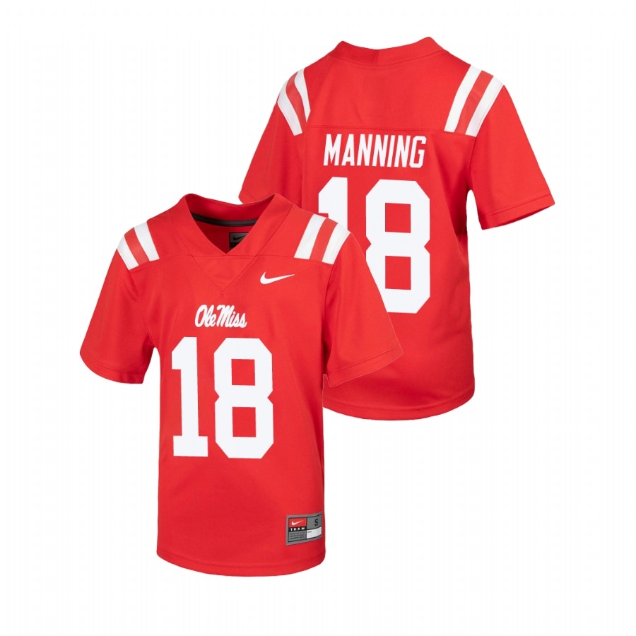 Men's Ole Miss Rebels #18 Archie Manning Red Game College Football Jersey  723373-958